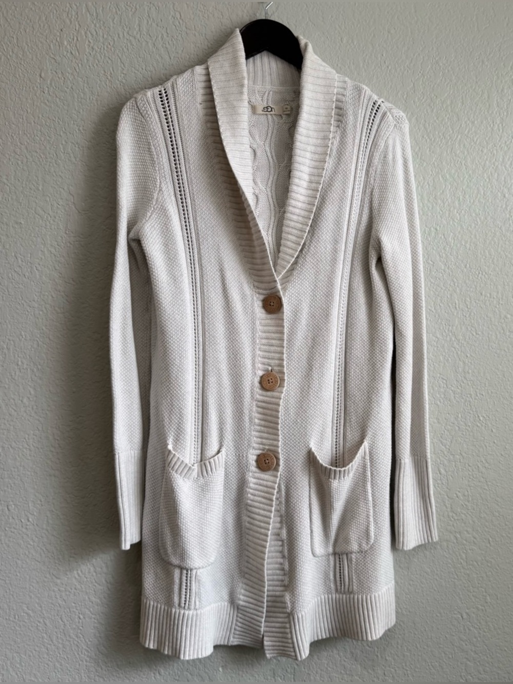 UGG Cream Shawl-Collar Button Cardigan